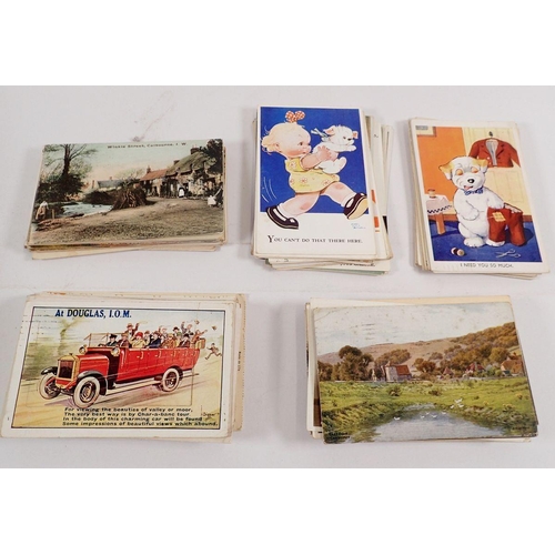 605 - A box of various postcards including mainly topographical some artist signed including Attwell, Bonz... 