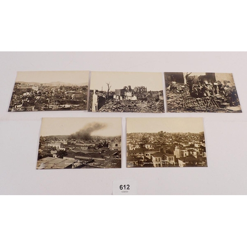 612 - Five disaster real photo postcards 'Salonica Fire' 1917