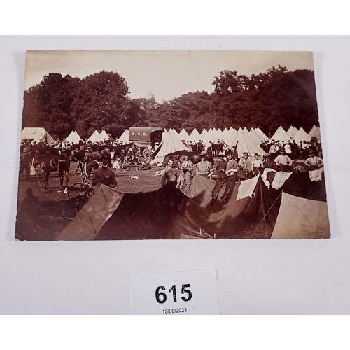 615 - A postcard with S.W.R wagon at military camp, Yarmouth Isle of Wight showing mass of soldiers and te... 