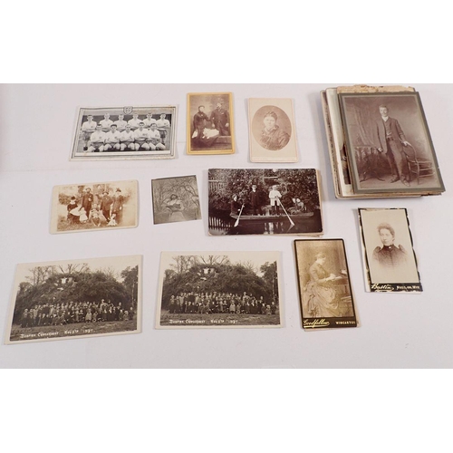 622 - Twenty postcards and photographs including social scenes, studio cards, two Bonfire at Chiselhurst 1... 