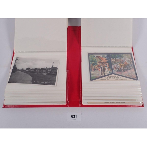 631 - A red album of postcards including topo and miscellaneous  (40)