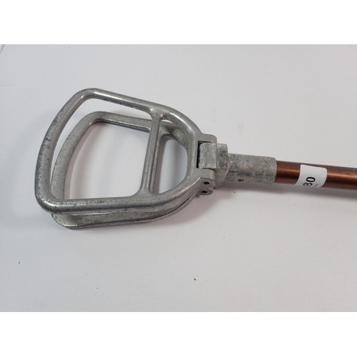 1080 - A wooden shooting stick with pat number, thought to be Swaine & Adeney together with a Gamebird shoo... 