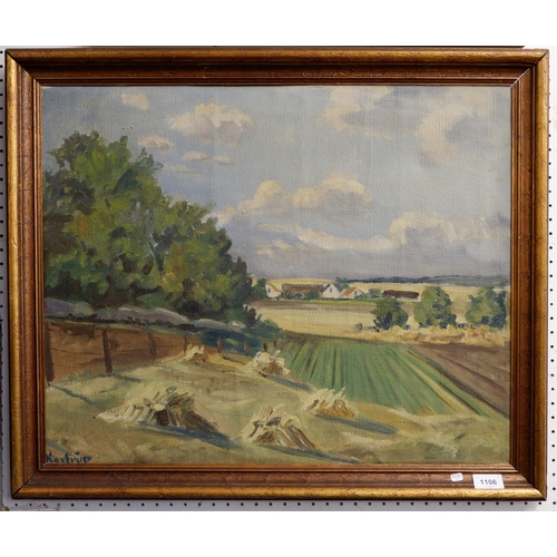 1106 - Paul Kastrup - oil on canvas of Belgium agricultural scene, 50 x 60cm