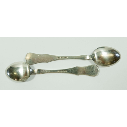 298 - Two 830 silver standard coffee spoons by David Andersen with shell terminals