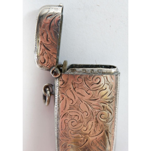 321 - A silver engraved vesta case, Birmingham 1899
