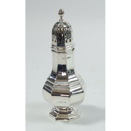 327 - A silver octagonal sugar caster, 150g