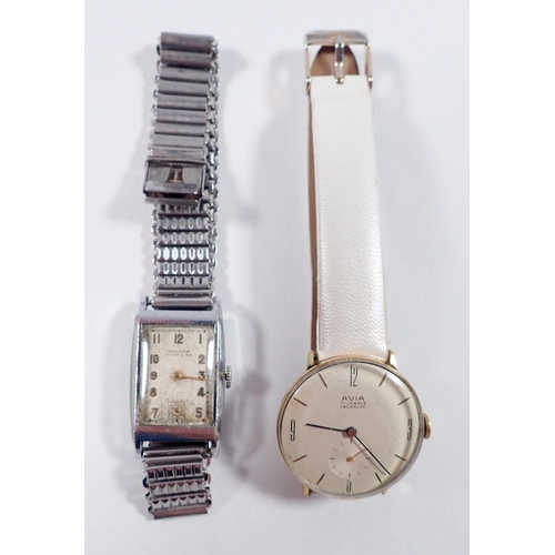 554 - A vintage Avia gentlemans wrist watch and a 1930's Roamer Popular watch