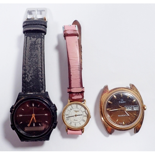 555 - Three quartz wrist watches including Longines and Timex