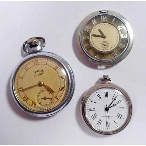 557 - Three mechanical pocket watches including Services watch and Skeleton watch