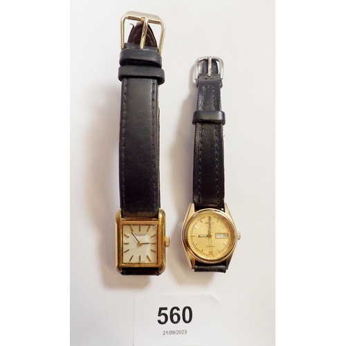 560 - A ladies Tissot mechanical watch and a Seiko 5 automatic watch