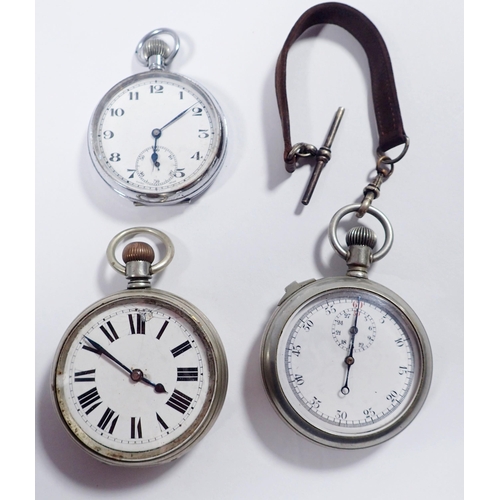 561 - Two pocket watches and a stop watch