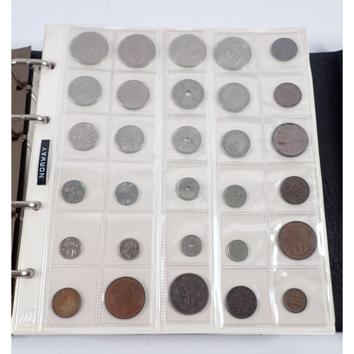 586 - Two world coin albums 20th century containing: album Mont Samleren, examples: Denmark, Norway & Swed... 