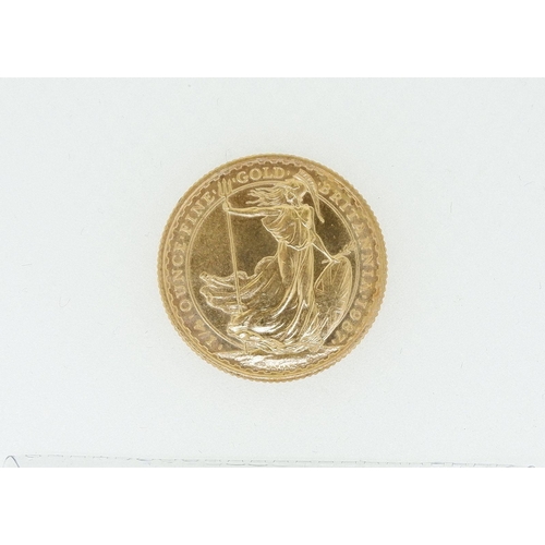 590 - A QEII gold Britannia 25 pounds, 1/4 ounce coin 1987 - Condition: VF