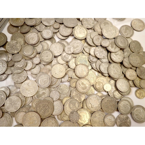 594 - A quantity of British silver content coinage pre 1947 including: silver threepences, sixpences, shil... 