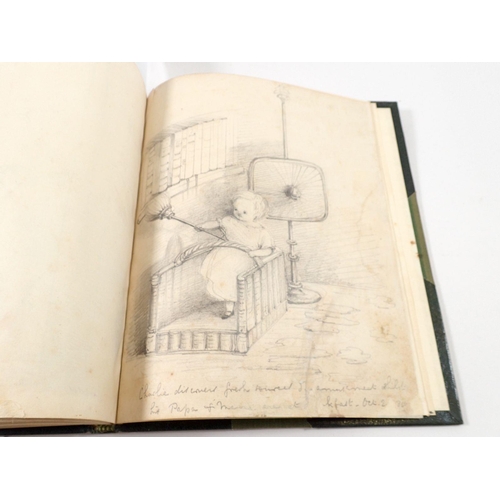 600 - Diary of a Child sketch book containing approx 47 pencil etched drawings of a child dating 1849/1850... 