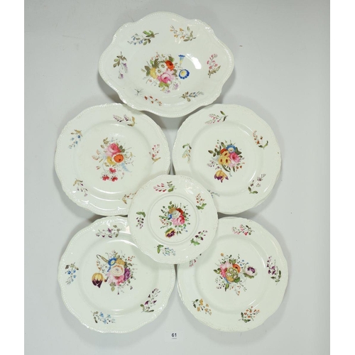 61 - A Victorian handpainted dessert set including eight floral painted plates, floral painted plates 23.... 