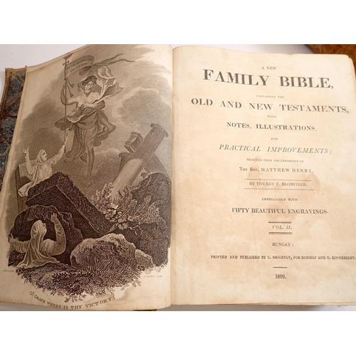 650 - A New Family Bible by the Rev Matthew Henry, two volumes 1809 with engravings