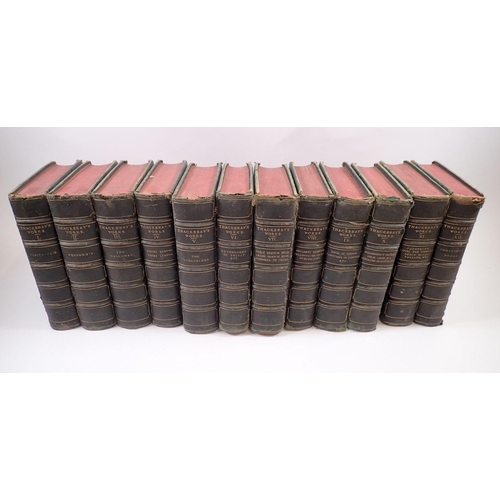 662 - The Works of William Makepeace Thackery in twelve leather bound volumes 1877