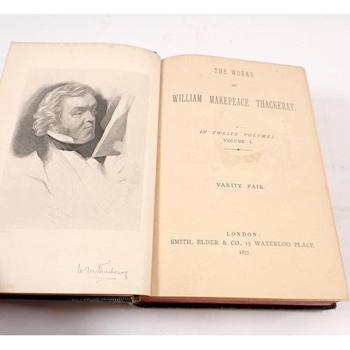 662 - The Works of William Makepeace Thackery in twelve leather bound volumes 1877