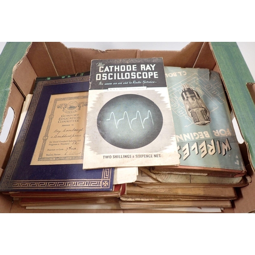 672 - A box of radio transmitting ephemera relating to Roy Cornborough who served on HMS 'Collingwood' 194... 