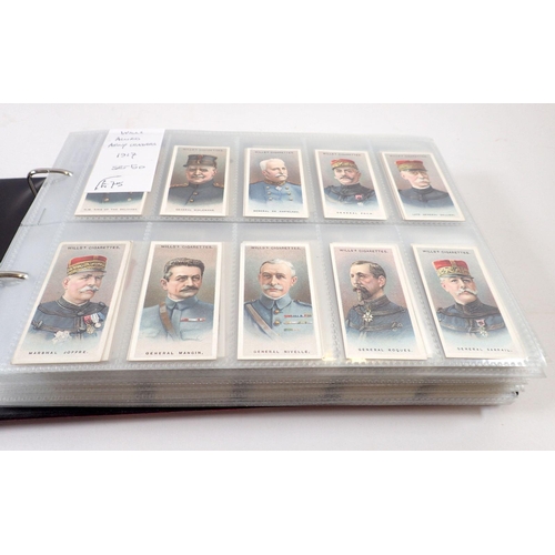 680 - An album of twenty two sets of cigarette cards  including Wills Allied Army Leaders, cat value £550