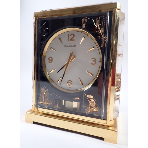 A 1960 s Jaeger LeCoultre Atmos clock Chinese Aquarium with gilt