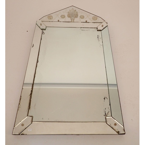 926 - A vintage Venician style arch topped mirror, 90 x 50cm
