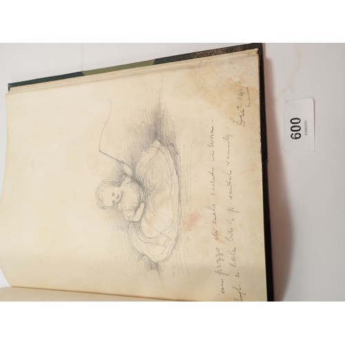 600 - Diary of a Child sketch book containing approx 47 pencil etched drawings of a child dating 1849/1850... 