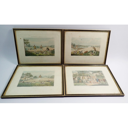 1026 - A set of four 19th century engravings Ackermann's Shooting Scraps, 11.5 x 19cm