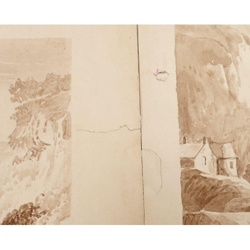 1032 - Six 19th century pencil and watercolour landscapes, largest 29 x 24cm