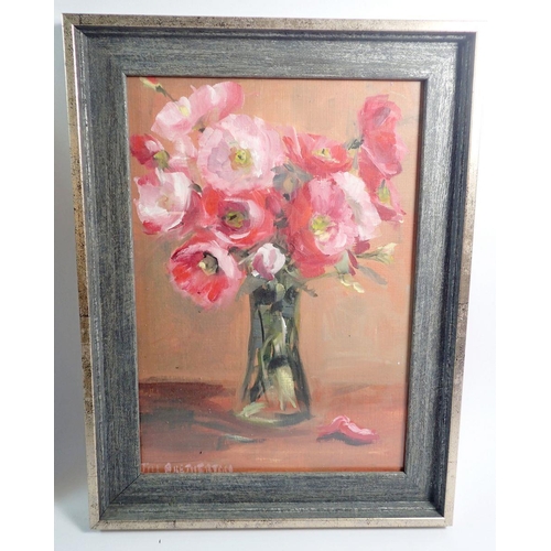 1038 - Jill Bretherton - five acrylic still life flower pictures (one unframed some frames a/f)