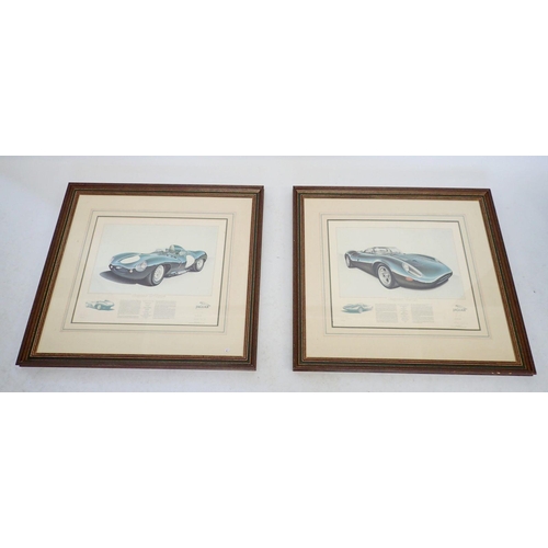 1041 - A pair of limited edition prints of a Jaguar XJ13 and a Jaguar D Type, both signed by Stirling Moss,... 