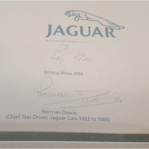 1041 - A pair of limited edition prints of a Jaguar XJ13 and a Jaguar D Type, both signed by Stirling Moss,... 