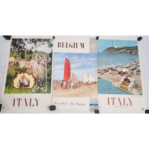 1046 - Three 1960's colour travel posters for Italy and Belgium, 100x62cm