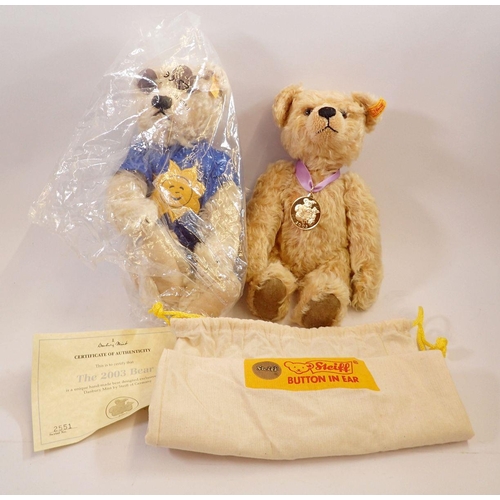 1053 - A Steiff Danbury Mint 2003 teddy bear with certificate and bag and a Steiff 'Summer Bear'