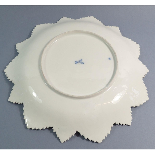 108 - A Meissen white plate moulded vines with cancellation mark to base, 29.5cm wide