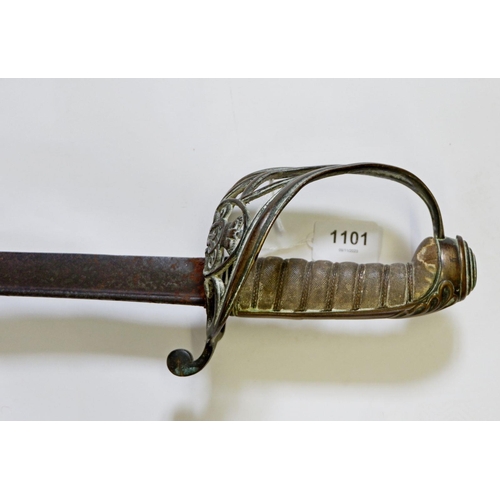 1101 - A Victorian officers sword with shagreen handle, blade 82cm