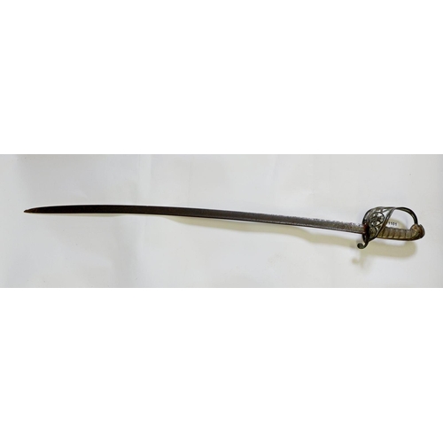 1101 - A Victorian officers sword with shagreen handle, blade 82cm