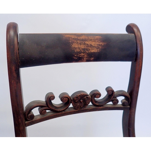 1135 - A pair of Regency cane seated chairs and one other all with sabre supports