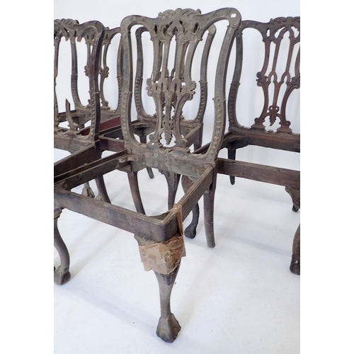 1140 - A set of five Chippendale style dining chairs with claw and ball feet - fire damaged