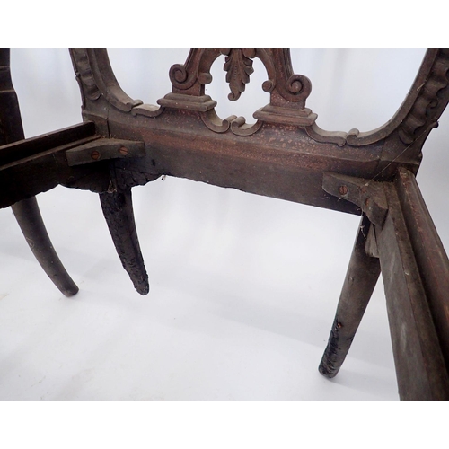 1140 - A set of five Chippendale style dining chairs with claw and ball feet - fire damaged