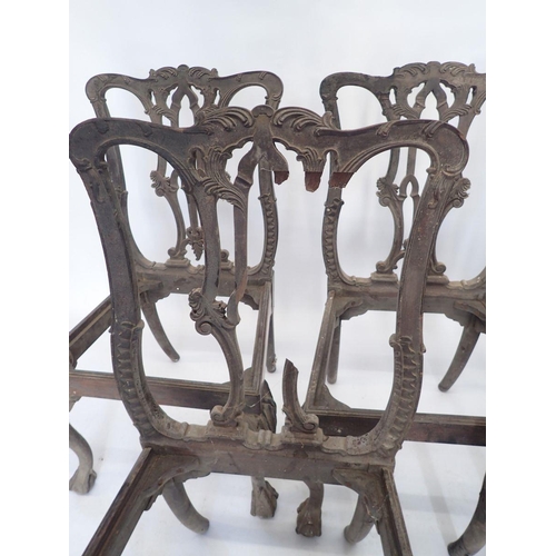 1140 - A set of five Chippendale style dining chairs with claw and ball feet - fire damaged