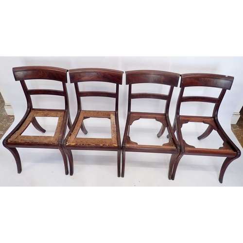 1142 - A set of six 19th century Regency style bar back dining chairs on sabre supports (four diners and tw... 