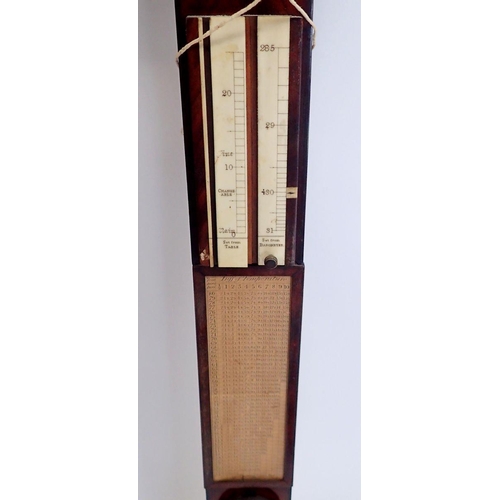 1147 - A Georgian mahogany stick barometer by Abraham & Dancer, 97cm tall, with ivory scale,
Ivory exemptio... 