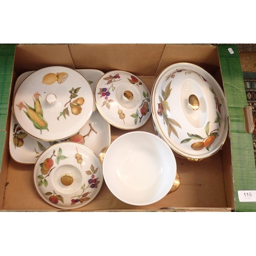 115 - A Royal Worcester Evesham square serving dish and three tureens