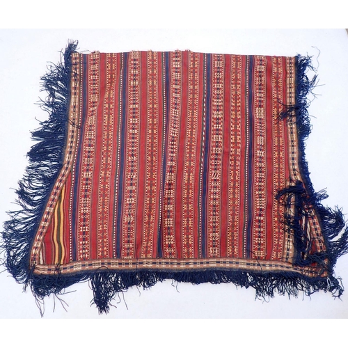 1151 - An antique Turkish Kelim saddle blanket, widest point 138 x 116cm