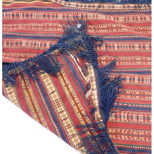 1151 - An antique Turkish Kelim saddle blanket, widest point 138 x 116cm