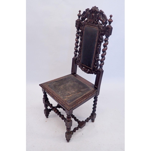 1157 - A Jacobean style carved side chair