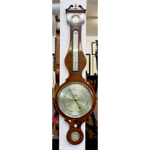 1159 - An early 19th century mahogany barometer/thermometer by P Borini of Birmingham, 106cm