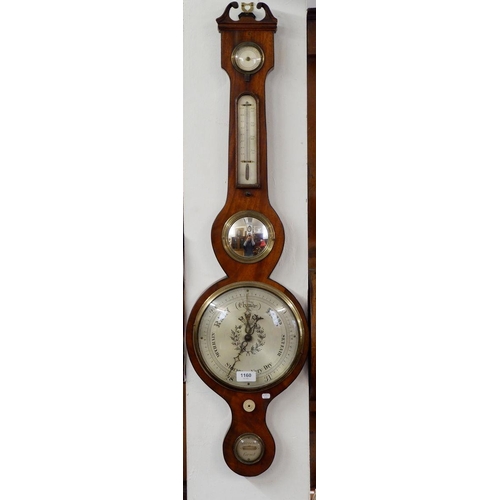 1160 - A 19th century mahogany wheel barometer/thermometer, 94cm